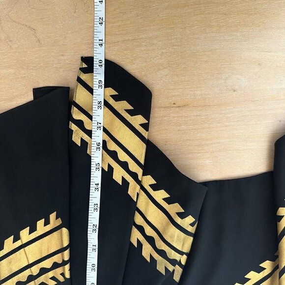 Sachin & Babi Dress Black Layered Strappy Cape Wings With Gold Accent Trim Sz 2 - Picture 12 of 12